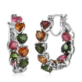 Multi-Tourmaline Hoop Earrings in Platinum Over Sterling Silver 7.40 ctw - Sticky add to cart bar