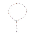 Multi Color Shell Pearls Lariat Necklace 24 Inches in Silvertone - Sticky add to cart bar