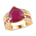 Niassa Ruby, Natural White Zircon Ring in Vermeil YG Over Sterling Silver 10.50 ctw - Sticky add to cart bar
