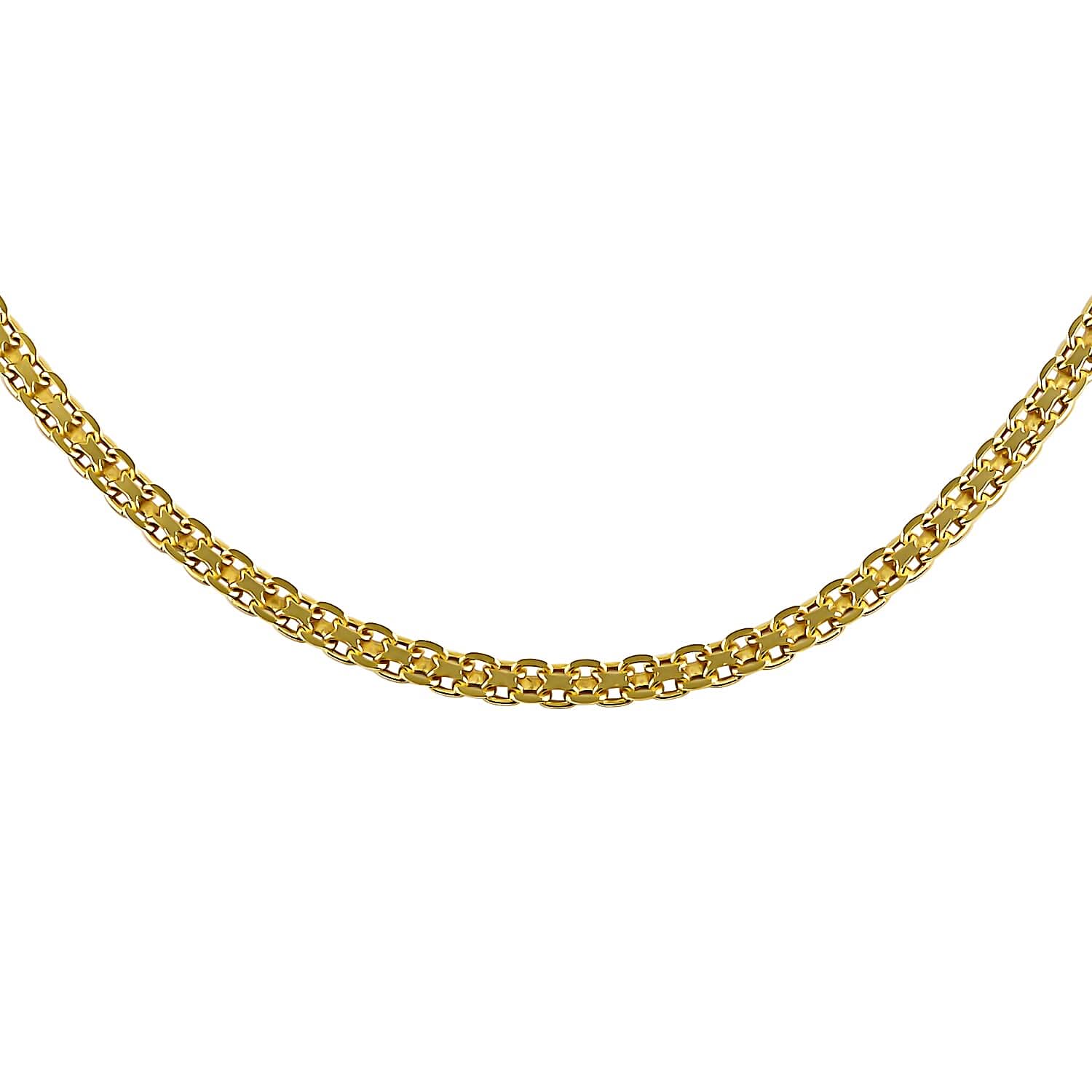 Italian 14K Yellow Gold Over Sterling Silver Bismark Chain 20 Inches 3 Grams