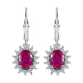 Niassa Ruby and Natural White Zircon Sunburst Lever Back Earrings in Platinum Over Sterling Silver 4.75 ctw - Sticky add to cart bar