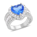 Simulated Blue Sapphire and Simulated Diamond Heart Ring in Silvertone 10.75 ctw - Sticky add to cart bar