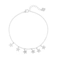 Rhodium Over Sterling Silver Super Stars Charm Bracelet with Extender (8.00 In) 2.10 Grams - Sticky add to cart bar