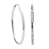 Rhodium Over Sterling Silver 30mm Diamond Cut Hoop Earrings 2.70 Grams