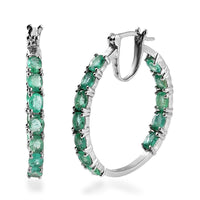 Premium Ethiopian Emerald Inside Out Hoop Earrings in Platinum Over Sterling Silver 3.65 ctw