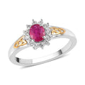 Premium Montepuez Ruby and Natural White Zircon Trinity Knot Ring in Vermeil Yellow Gold and Platinum Over Sterling Silver 0.65 ctw - Sticky add to cart bar