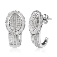 Diamond J-Hoop Earrings in Platinum Over Sterling Silver 7 Grams 2.00 ctw