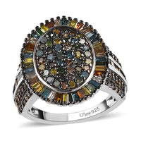 Diamond Cocktail Ring in Platinum Over Sterling Silver (Size 6.0) 2.00 ctw