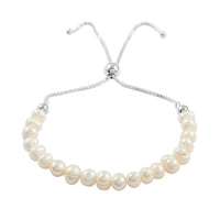 Freshwater Pearl Bolo Bracelet in Sterling Silver