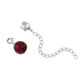 Red Glass Magnetic Lock 2Inch Extender Chain with 9mm Lobster Lock in Rhodium Over Sterling Silver - Sticky add to cart bar