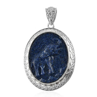 Freshened Lapis Lazuli Solitaire Pendant in Platinum Over Copper 25.90 ctw