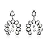 American Natural White Buffalo Squash Blossom Earrings in Sterling Silver 9.50 Grams 17.75 ctw