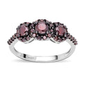 Red Diamond Trilogy Halo Ring in Rhodium & Platinum Over Sterling Silver 1.00 ctw - Sticky add to cart bar
