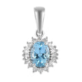 Luxoro 14K White Gold AAA Santa Maria Aquamarine and G-H I2 Diamond Pendant 1.50 ctw - Sticky add to cart bar