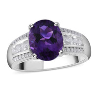 Uruguayan Amethyst and Moissanite Ring in Platinum Over Sterling Silver 2.60 ctw