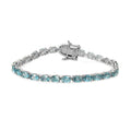 Premium Cambodian Blue Zircon and Moissanite Bracelet in Platinum Over Sterling Silver (6.50 In) 9.40 Grams 20.50 ctw - Sticky add to cart bar