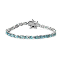 Premium Cambodian Blue Zircon and Moissanite Bracelet in Platinum Over Sterling Silver (6.50 In) 9.40 Grams 20.50 ctw