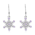 Simulated Purple Diamond Snowflake Earrings in Rhodium Over Sterling Silver - Sticky add to cart bar