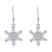 Simulated Purple Diamond Snowflake Earrings in Rhodium Over Sterling Silver