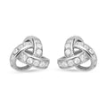 Simulated Diamond Knotted Earrings in Rhodium Over Sterling Silver - Sticky add to cart bar