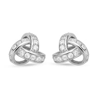 Simulated Diamond Knotted Earrings in Rhodium Over Sterling Silver