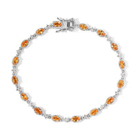 Viceroy Spessartine Garnet and Natural White Zircon Bracelet in Platinum Over Sterling Silver (6.50 In) 7.65 Grams 4.65 ctw