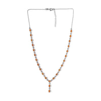 Viceroy Spessartine Garnet and Natural White Zircon Y-Shape Necklace 18-20 Inches in Platinum Over Sterling Silver 12.85 Grams 8.90 ctw
