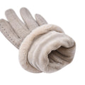 Beige Cashmere Warm Gloves with Faux Fur and Equipped Touch Screen Friendly (9.05"x3.54") - Sticky add to cart bar
