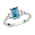 Cambodian Blue Zircon and Diamond Ring in Platinum Over Sterling Silver 1.75 ctw - Sticky add to cart bar