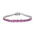 Ilakaka Hot Pink Sapphire (FF) Tennis Bracelet in Platinum Over Sterling Silver (7.25 In) 10.10 Grams 21.00 ctw - Sticky add to cart bar