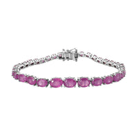 Ilakaka Hot Pink Sapphire (FF) Tennis Bracelet in Platinum Over Sterling Silver (7.25 In) 10.10 Grams 21.00 ctw