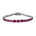 Ilakaka Hot Pink Sapphire (FF) Tennis Bracelet in Platinum Over Sterling Silver (7.25 In) 10.10 Grams 21.00 ctw - Sticky add to cart bar