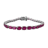Ilakaka Hot Pink Sapphire (FF) Tennis Bracelet in Platinum Over Sterling Silver (7.25 In) 10.10 Grams 21.00 ctw