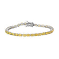 Tanzanian Natural Canary Opal Tennis Bracelet in Platinum Over Sterling Silver (8.00 In) 10.70 Grams 10.15 ctw - Sticky add to cart bar