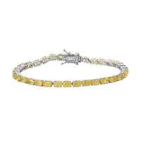 Tanzanian Natural Canary Opal Tennis Bracelet in Platinum Over Sterling Silver (8.00 In) 10.70 Grams 10.15 ctw