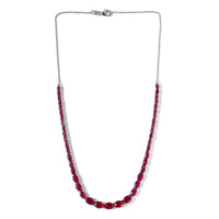 Ilakaka Hot Pink Sapphire Tennis Necklace 18 Inches in Platinum Over Sterling Silver 14 Grams 27.35 ctw