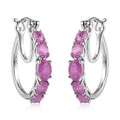 TLV Ilakaka Hot Pink Sapphire Hoop Earrings in Platinum Over Sterling Silver 3.90 ctw - Sticky add to cart bar