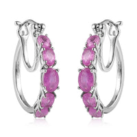 TLV Ilakaka Hot Pink Sapphire Hoop Earrings in Platinum Over Sterling Silver 3.90 ctw