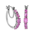 TLV Ilakaka Hot Pink Sapphire Hoop Earrings in Platinum Over Sterling Silver 3.90 ctw - Sticky add to cart bar