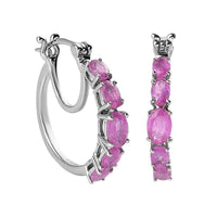 TLV Ilakaka Hot Pink Sapphire Hoop Earrings in Platinum Over Sterling Silver 3.90 ctw