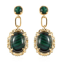 TLV KARIS African Malachite Earrings in 14K YG Over Sterling Silver and 18K YG Plated 23.15 ctw