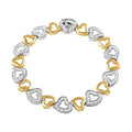 Closeout Diamond Bracelet in 14K Yellow Gold Plated Sterling Silver, Diamond Heart Bracelet (7.50 In) 1.00 ctw - Sticky add to cart bar