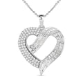 Diamond Heart Pendant Necklace 18 Inches in Platinum Over Sterling Silver 1.00 ctw - Sticky add to cart bar