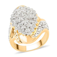 Diamond Cluster Ring in 14K Yellow Gold Over Sterling Silver (Size 10.0) 1.00 ctw