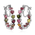 Multi-Tourmaline Inside Out Hoop Earrings in Platinum Over Sterling Silver 3.00 ctw - Sticky add to cart bar