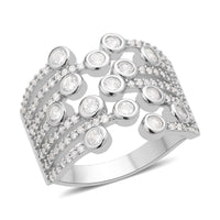 Simulated Diamond Multi-shank Bubble Ring in Silvertone (Size 7-9) 1.50 ctw
