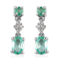Ethiopian Emerald and White Zircon Dangling Earrings in Platinum Over Sterling Silver 1.15 ctw - Sticky add to cart bar