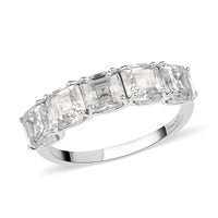 Asscher Cut Moissanite Ring in Platinum Over Sterling Silver (Size 10.0) 3.35 ctw (Delivery in 10-15 Business Days)