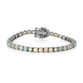 TLV American Natural Sleeping Beauty Turquoise, Moissanite Tennis Bracelet in Platinum Over Sterling Silver (8.00 In) (12 g) (Delivery in 5-7 Business Days) 13.40 ctw - Sticky add to cart bar