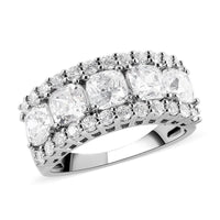 LUSTRO STELLA Made with Finest CZ Ring in Rhodium Over Sterling Silver 7.60 ctw